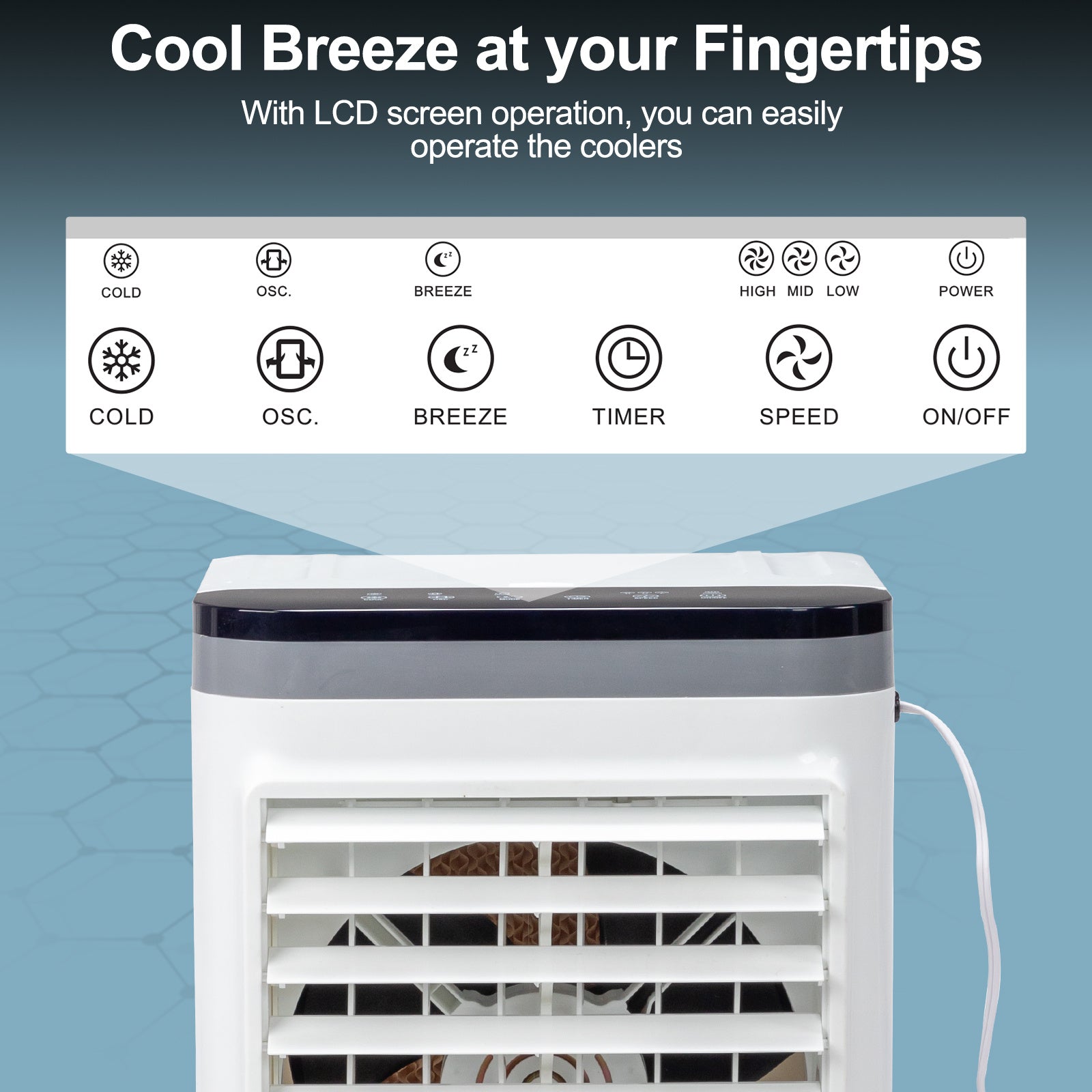 American Specification, Evaporative Air Cooler, Fan, Cooling And Humidification 3-in-1, 12-hour Timer