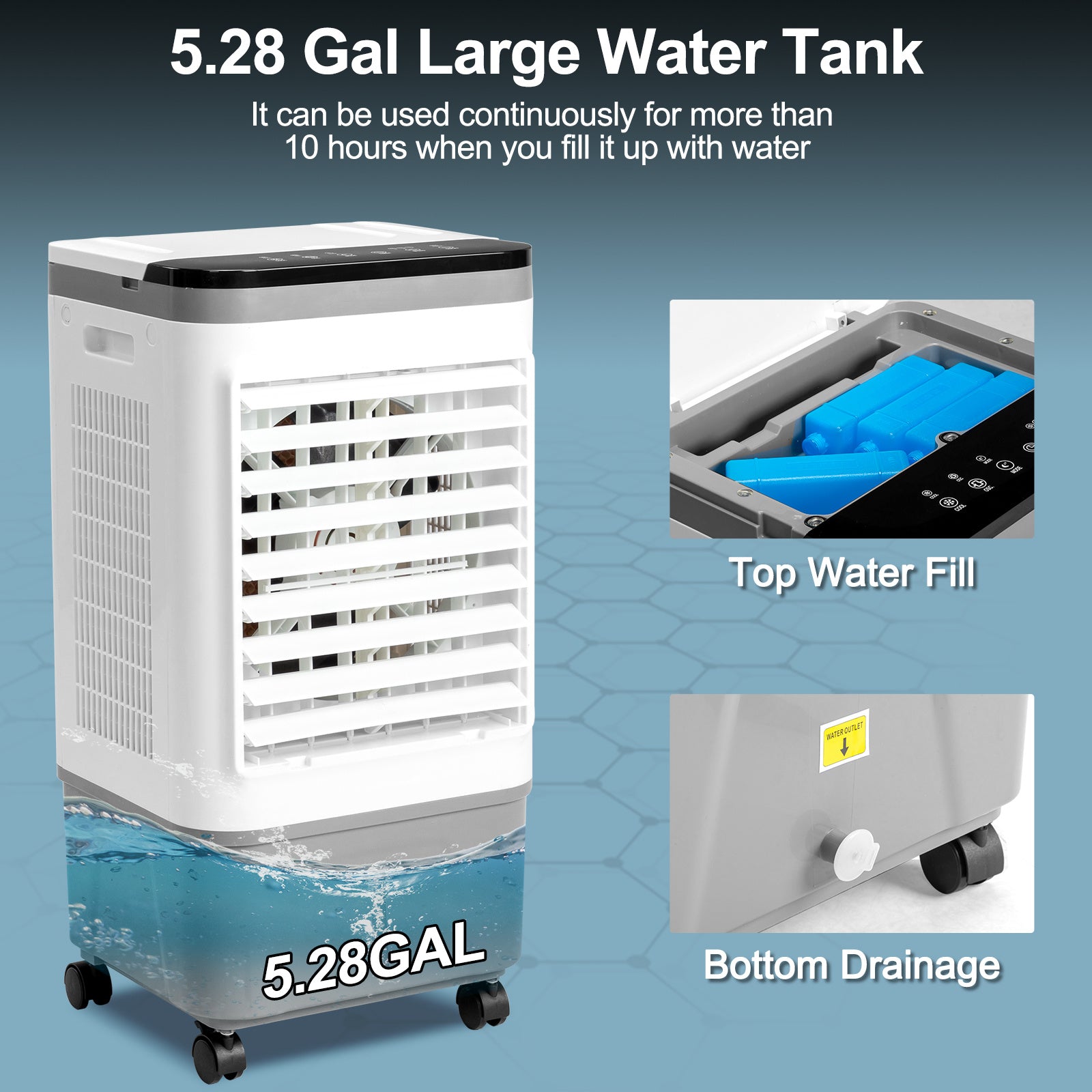 American Specification, Evaporative Air Cooler, Fan, Cooling And Humidification 3-in-1, 12-hour Timer