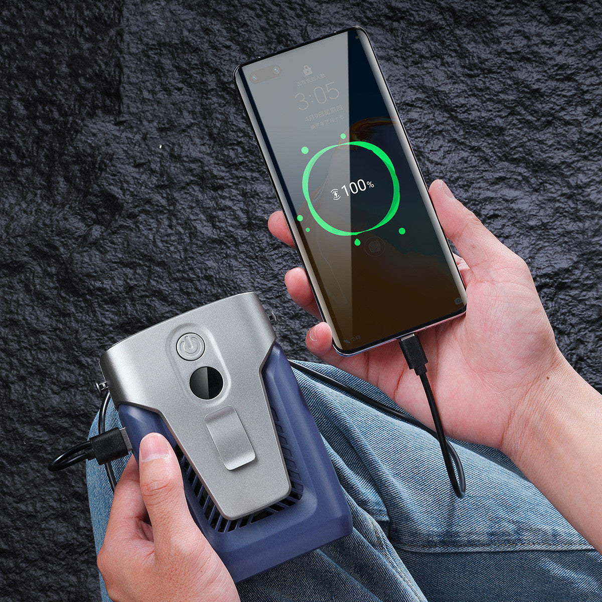 Waist Fan + Power Bank Portable On Site Outdoor