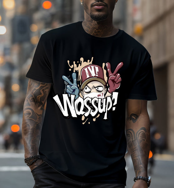 What's Up Fashionable Printed Summer And Spring Men's T-shirts, Casual Short Sleeved Fashionable Style T-shirts, Sports New Products, Casual New Tops