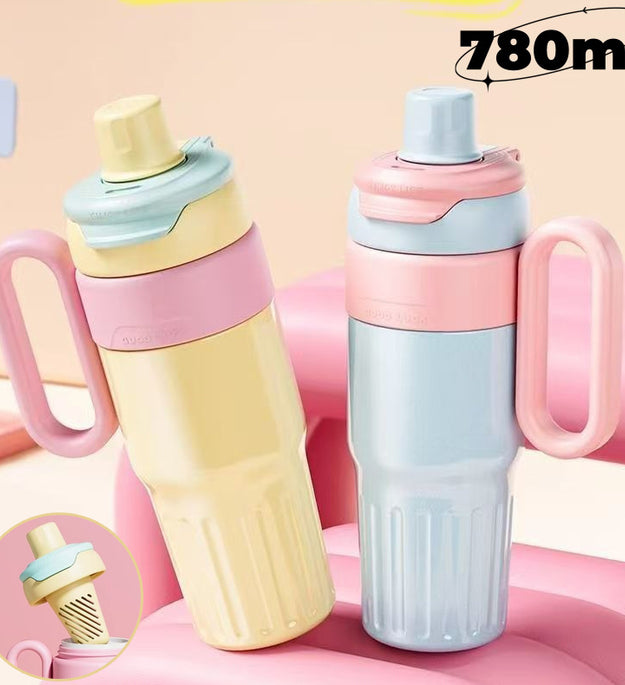 780ml Gradient Double Drink Thermal Cup Stainless Steel With Lid Coffee Cup Thermos Large Capacity Straw Cup For Male And Female
